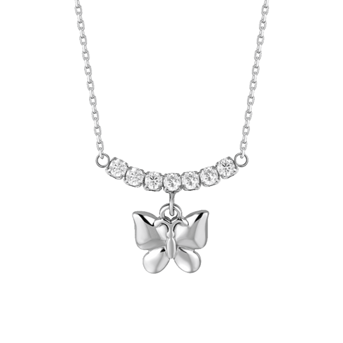 COLLANA DONNA IN ACCIAIO CON FARFALLA E ZIRCONI BIANCHI