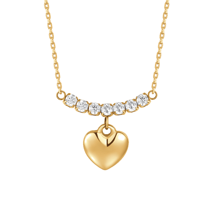 COLLANA DONNA IN ACCIAIO IP GOLD CON CUORE E ZIRCONI BIANCHI