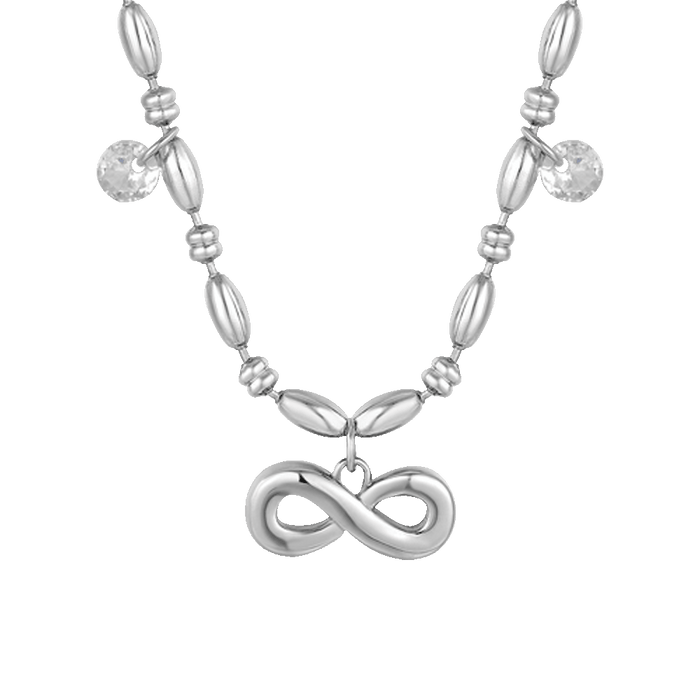 COLLANA DONNA IN ACCIAIO CON INFINITO E ZIRCONI BIANCHI
