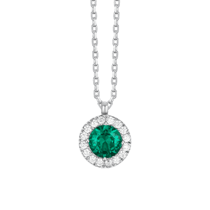 COLLANA DONNA IN ACCIAIO CON ELEMENTO CON ZIRCONI VERDI E BIANCHI