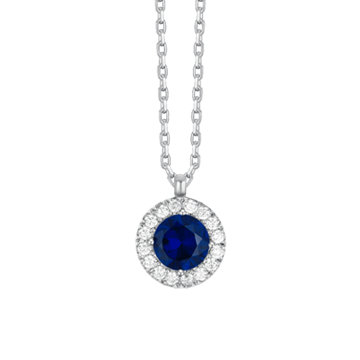 COLLANA DONNA IN ACCIAIO CON ELEMENTO CON ZIRCONI BLU E BIANCHI
