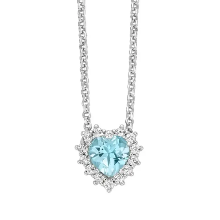 Collana con Gemma del Cielo a cuore piccolo e topazi bianchi in argento