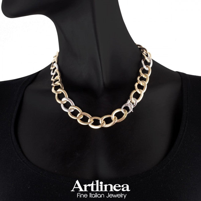 Collana in oro giallo e bianco18kt
