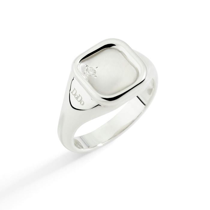 ANELLO SIGILLO ARGENTO & DIAMANTE BIANCO