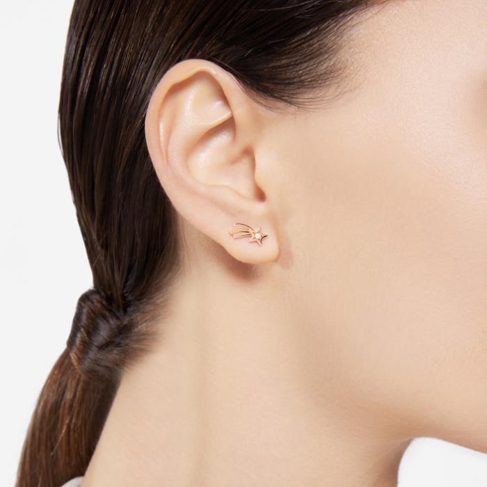 BOUCLES D'OREILLES COMET STAR OR ROSE ET DIAMANT