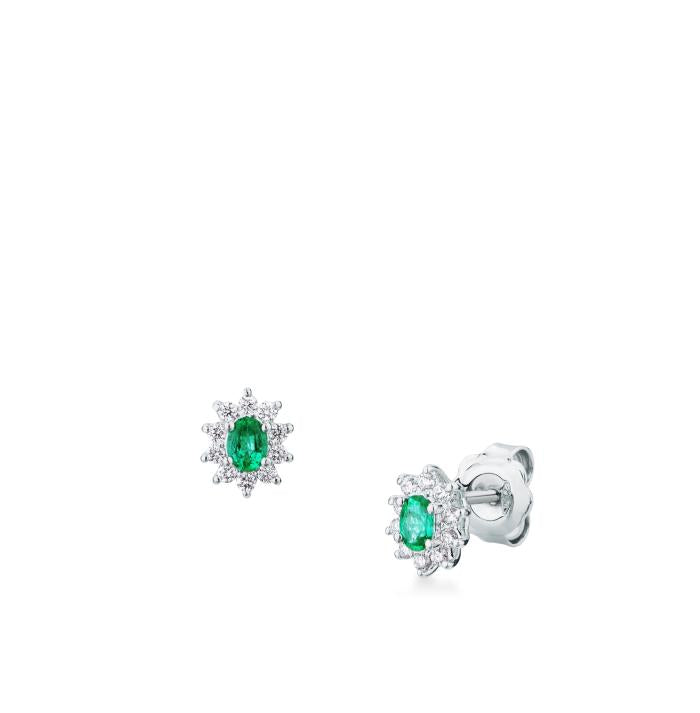 BOUCLES D'OREILLES ÉMERAUDE ET BR