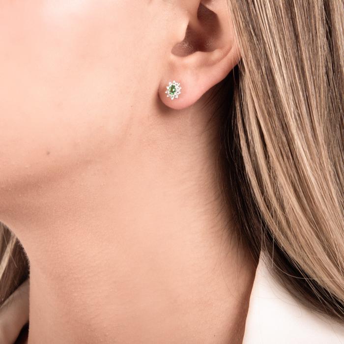 BOUCLES D'OREILLES ÉMERAUDE ET BR