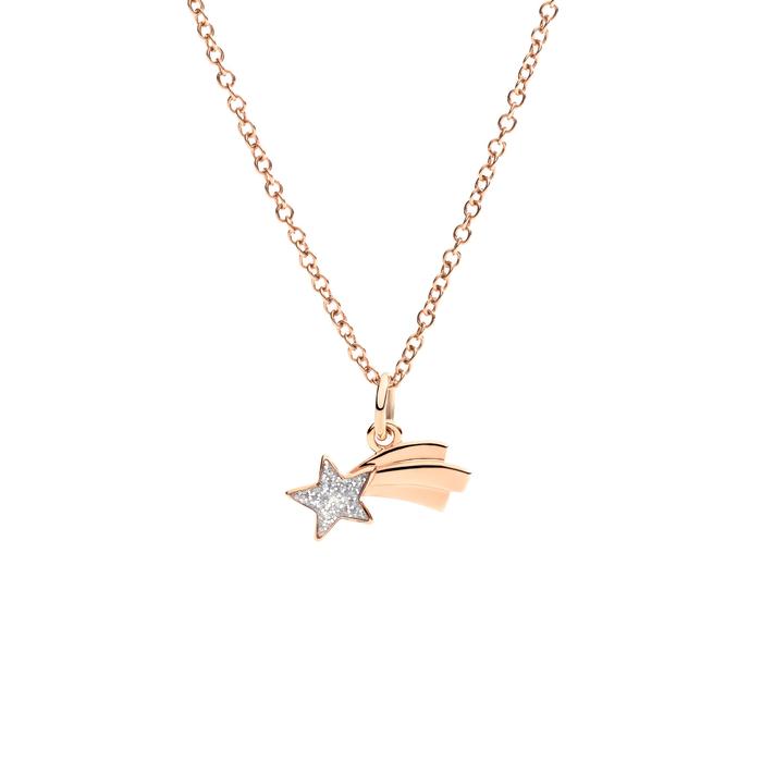 PENDENTIF ÉTOILE COMÈTE OR ROSE ET ÉMAIL