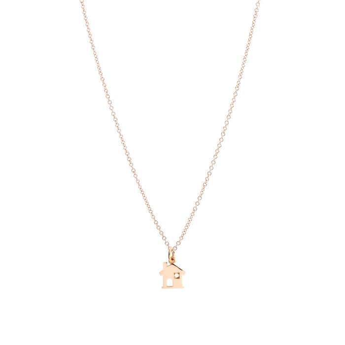 ROSE GOLD &amp; WHITE DIAMOND HOUSE PENDANT
