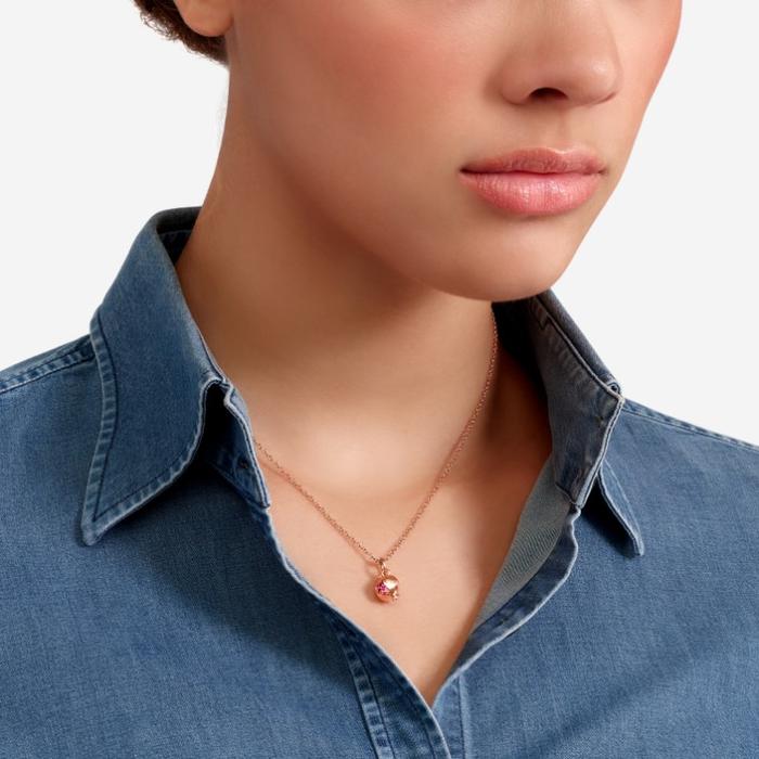 PENDENTIF GRENADE OR ROSE ET RUBIS