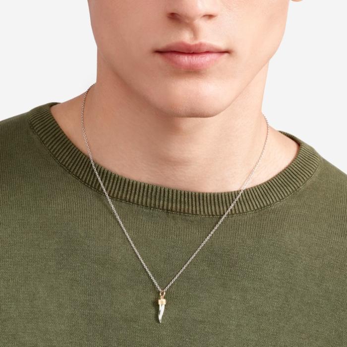 YELLOW GOLD &amp; SILVER HORN PENDANT