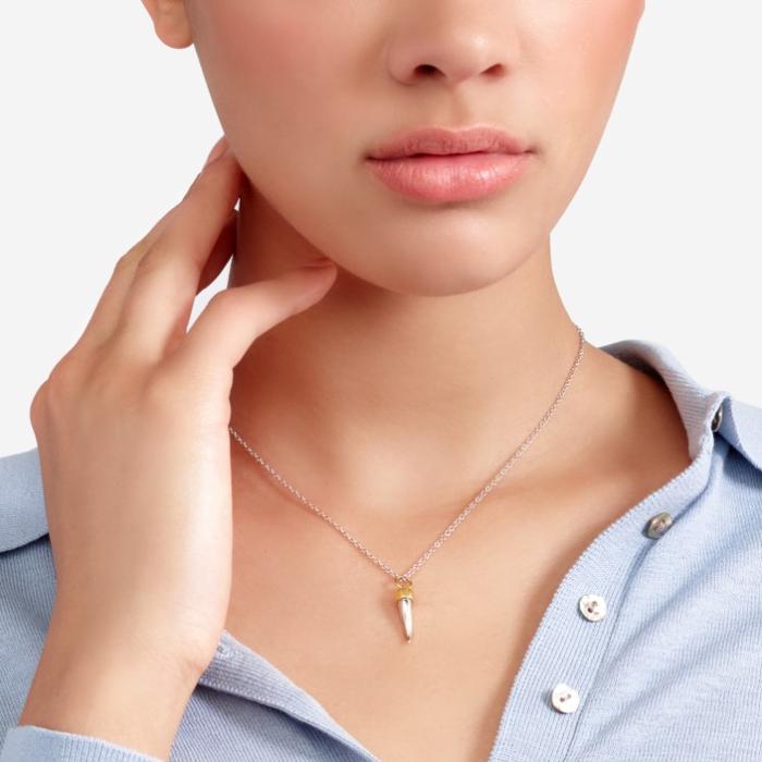 YELLOW GOLD &amp; SILVER HORN PENDANT