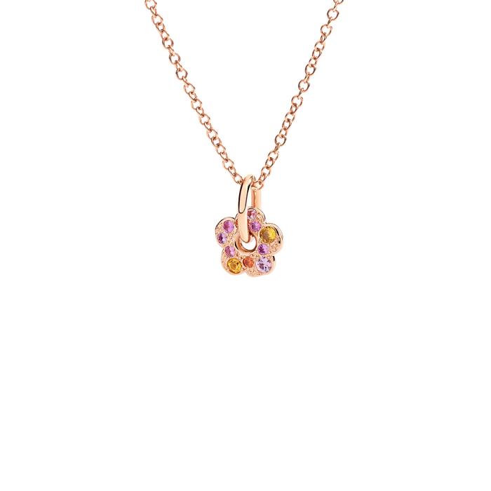 CIONDOLO FIORE ORO ROSA & ZAFFIRI