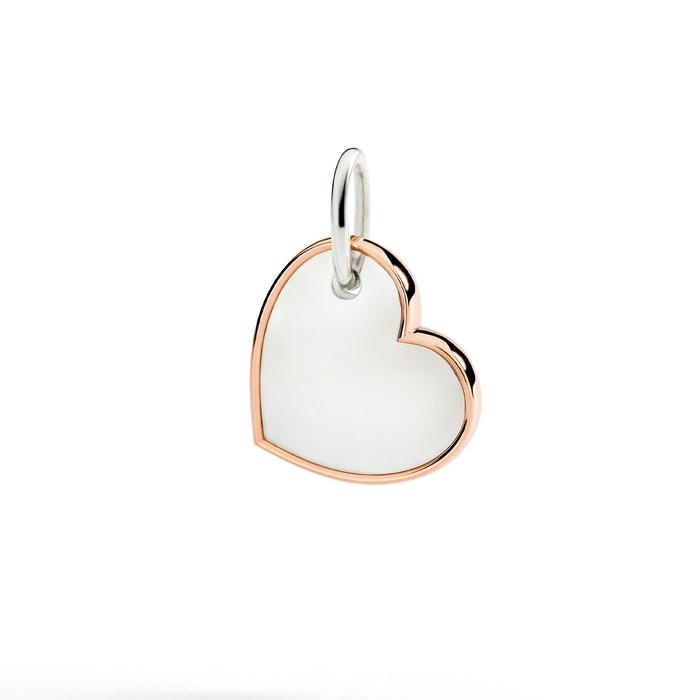 CIONDOLO XL CUORE ARGENTO & ORO ROSA