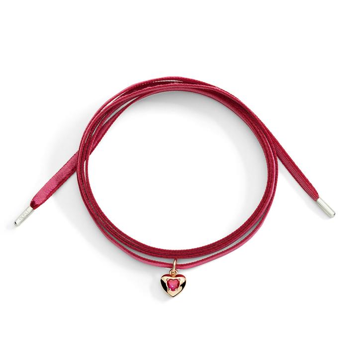CIONDOLO CUORE ORO ROSA & RUBINO SINTETICO