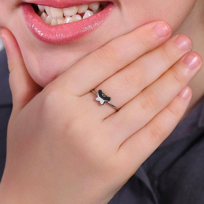 GIRL'S STEEL RING WITH BUTTERFLIES