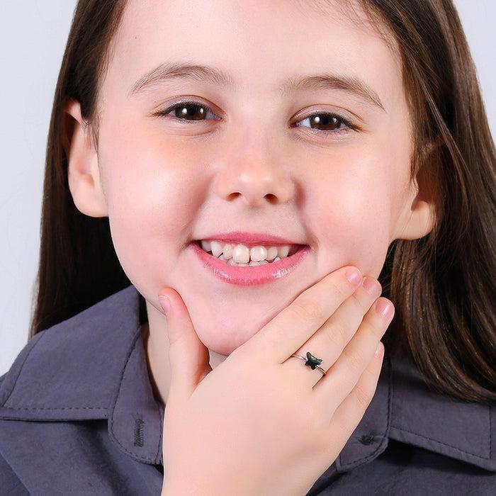 BAGUE EN ACIER POUR FILLE AVEC PAPILLONS