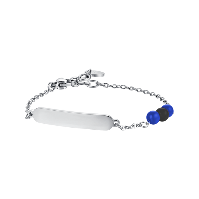 BRACELET ENFANT EN ACIER AVEC PIERRES BLEUES ET NOIRES