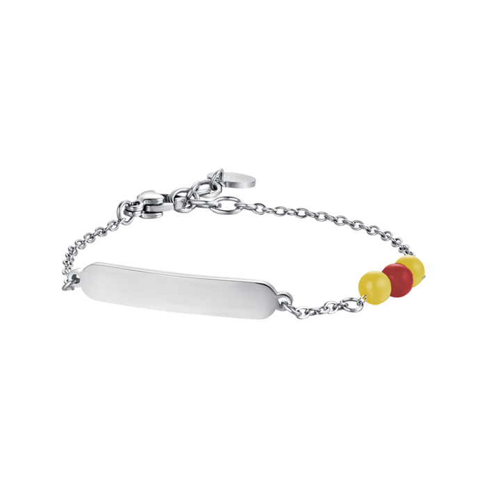 CHILDREN'S BRACELET IN STEEL WITH YELLOW AND RED STONES