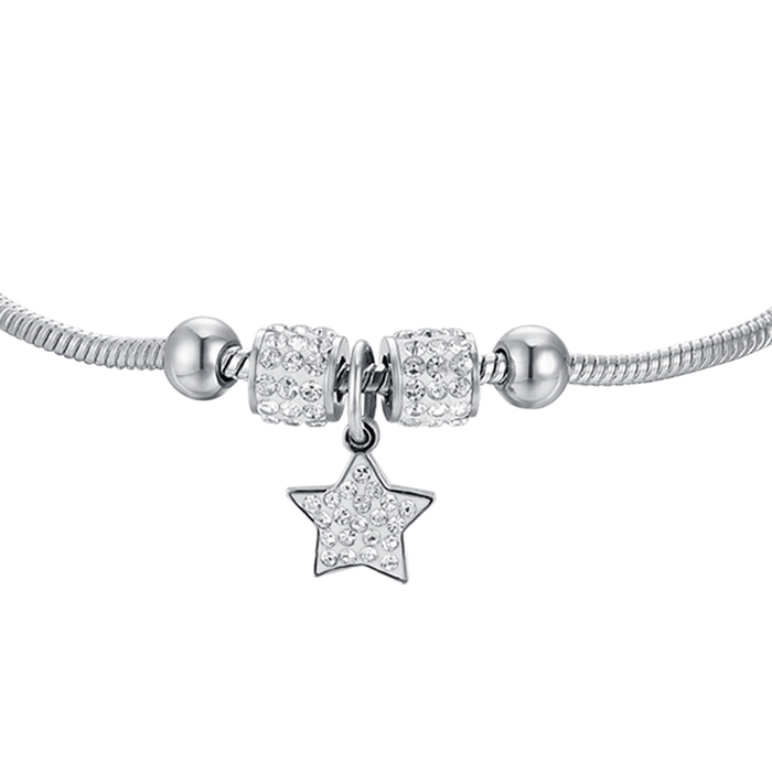 GIRL'S BRACELET IN STEEL WITH STAR WITH WHITE CRYSTALS