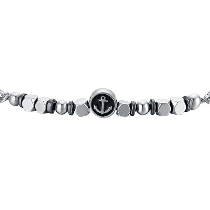 CHILDREN'S BRACELET IN STEEL WITH GREY HEMATITE AND ANCHOR
