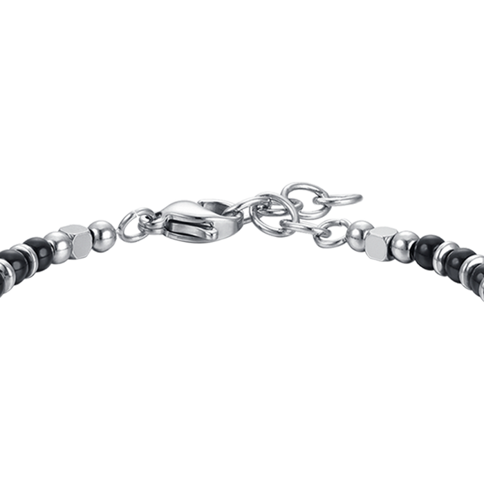 CHILDREN'S BRACELET IN STEEL WITH BLACK AND GREY STONES
