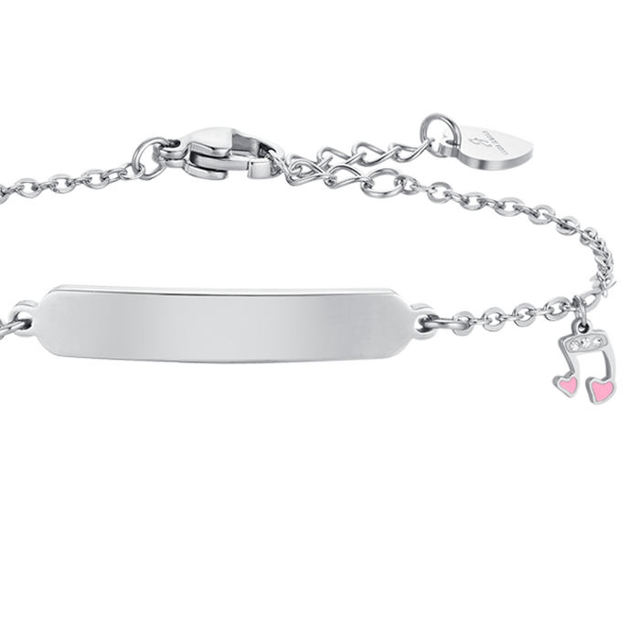 GIRL'S STEEL BRACELET WITH MUSICAL NOTE AND PLATE