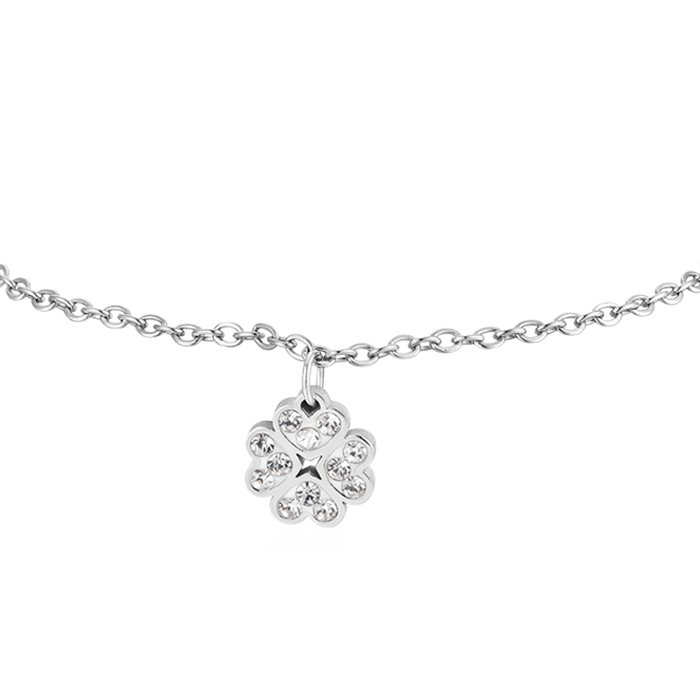 GIRL'S STEEL BRACELET WITH FOUR-LEAF CLOVER