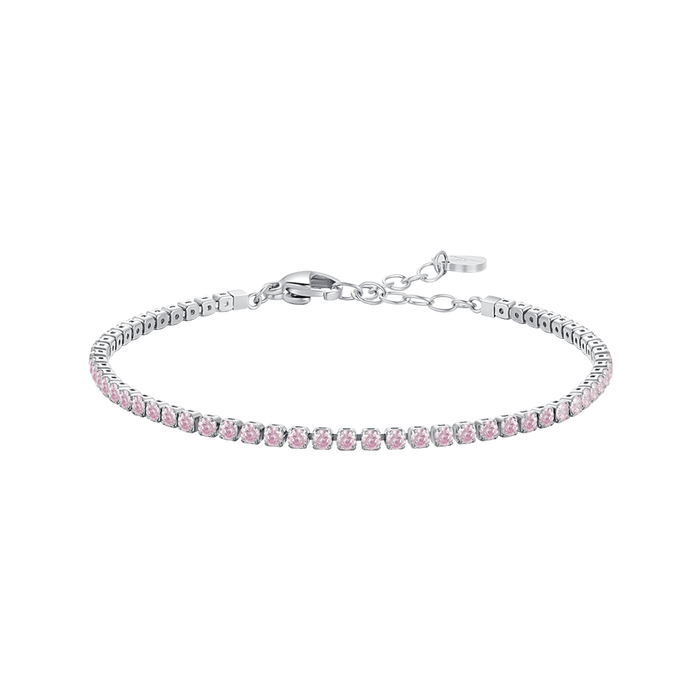 BRACCIALE BAMBINA TENNIS IN ACCIAIO CON ZIRCONI ROSA