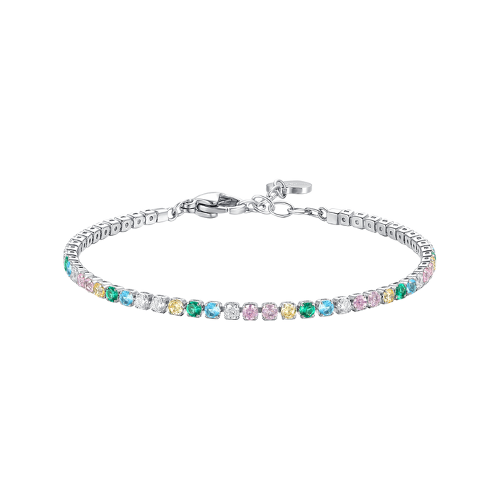 BRACCIALE BAMBINA TENNIS IN ACCIAIO CON ZIRCONI MULTICOLOR