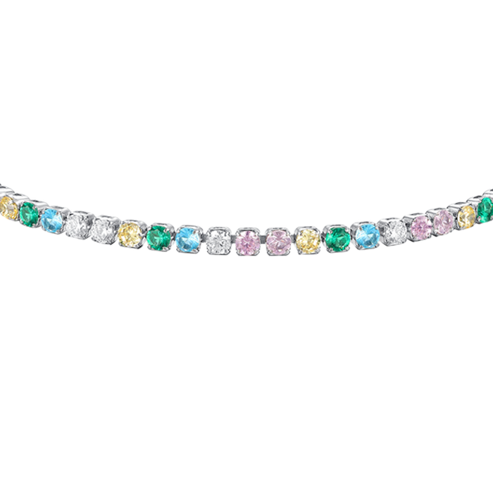 BRACCIALE BAMBINA TENNIS IN ACCIAIO CON ZIRCONI MULTICOLOR