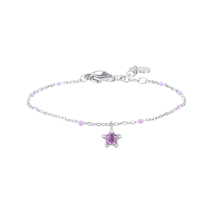 BRACCIALE BAMBINa IN ACCIAIO CON STELLA ZIRCONE VIOLA E PIETRE VIOLA