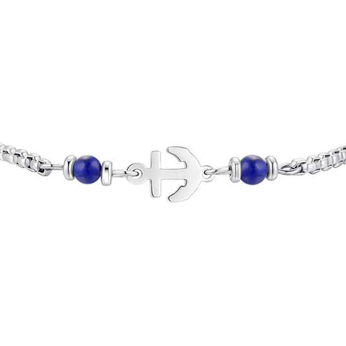 BRACCIALE BAMBINO IN ACCIAO CON ANCORA E PIETRE BLU LAPIS