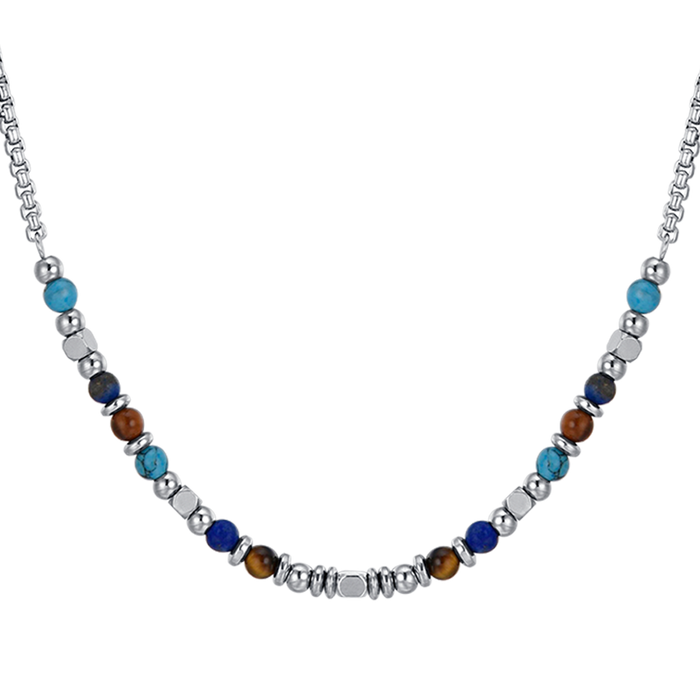 COLLIER ENFANT EN ACIER AVEC PIERRES MULTICOLORES