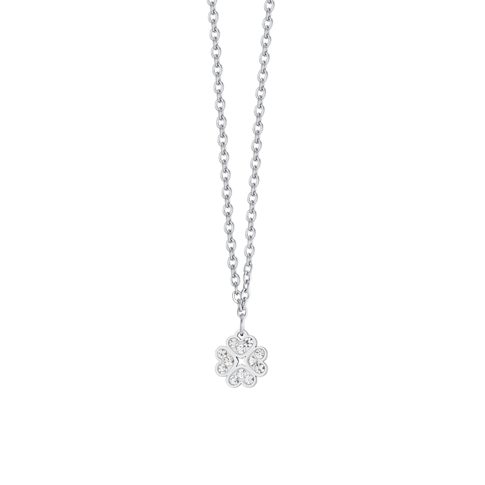 COLLIER EN ACIER POUR FILLE AVEC TRÈFLE À QUATRE FEUILLES