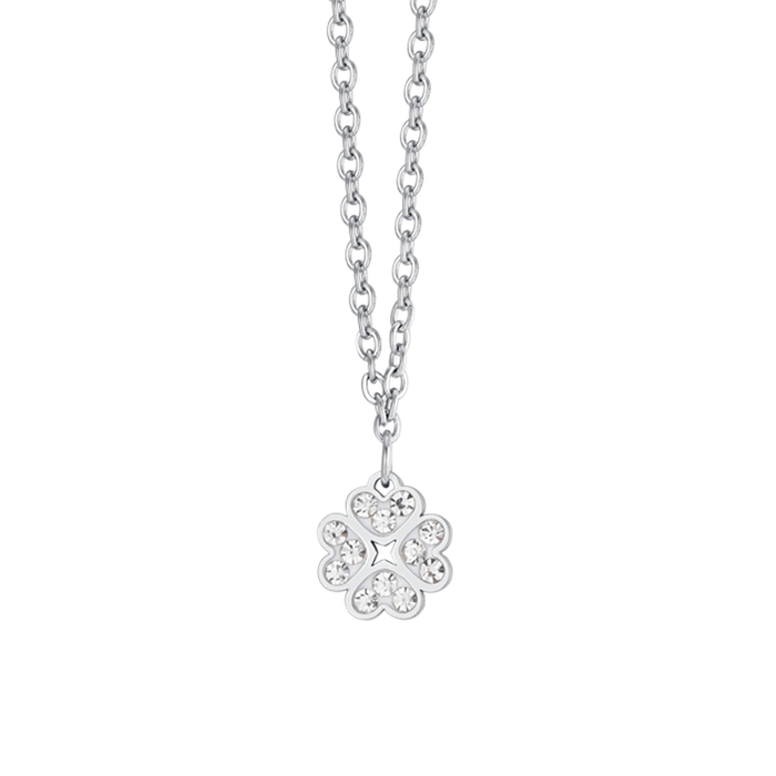 COLLIER EN ACIER POUR FILLE AVEC TRÈFLE À QUATRE FEUILLES