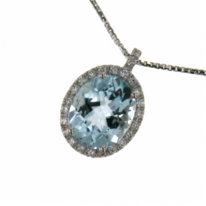 Collier ras du cou en aigue-marine et laiton