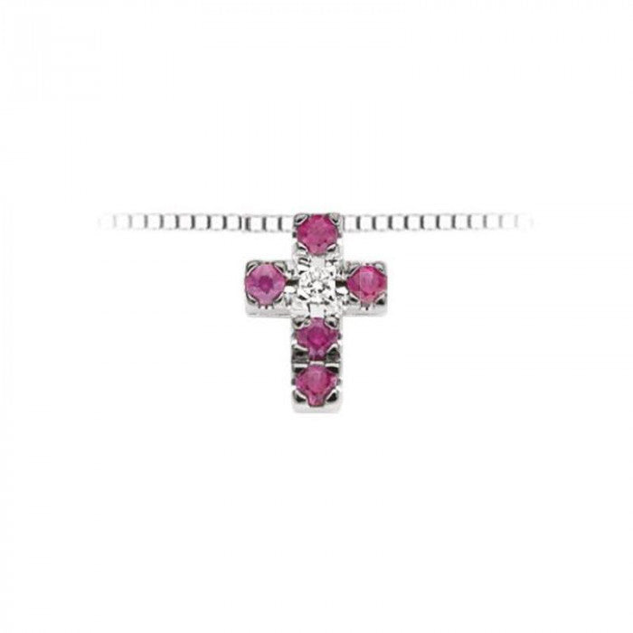 Girocollo croce rubini