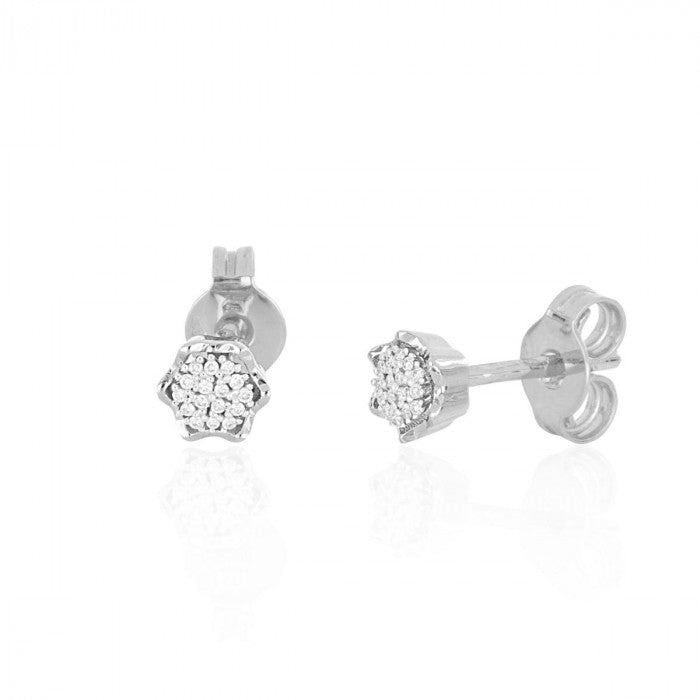 Orecchini a fiore in oro 18 kt con diamanti bianchi naturali