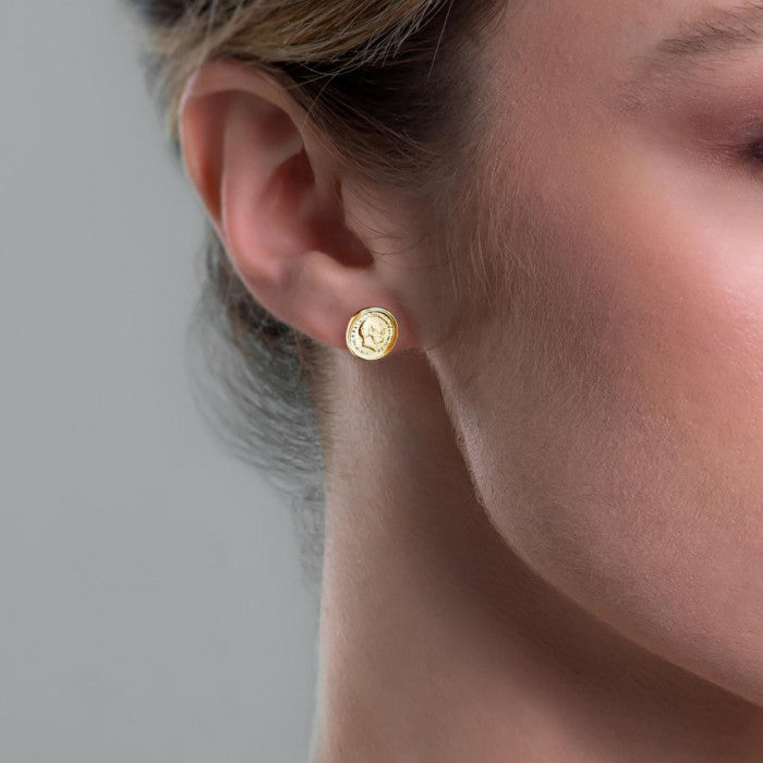 Orecchini con monete in oro giallo lucido 18 kt