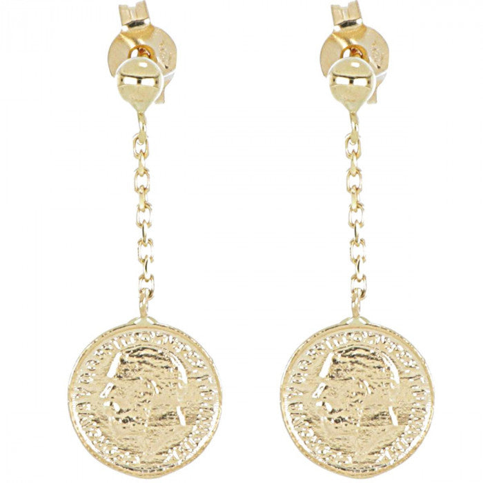 Orecchini con monete in oro giallo lucido 18 kt