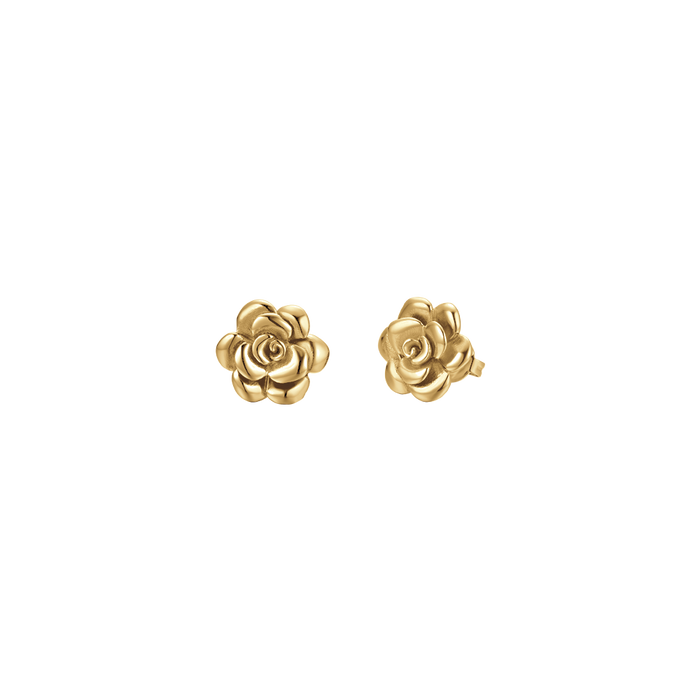 BOUCLES D'OREILLES FEMME EN ACIER OR IP AVEC ROSE