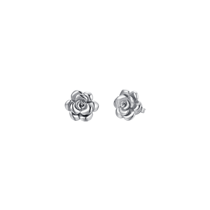 BOUCLES D'OREILLES FEMME ACIER PERLES ET ROSE ACIER