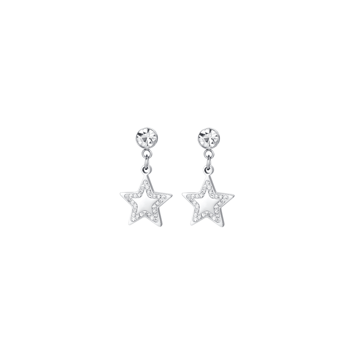 BOUCLES D'OREILLES FEMME EN ACIER ÉTOILE ET CRISTAUX