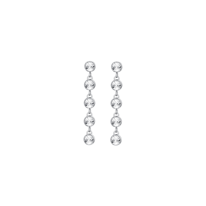 BOUCLES D'OREILLES FEMME EN ACIER AVEC CRISTAUX BLANCS