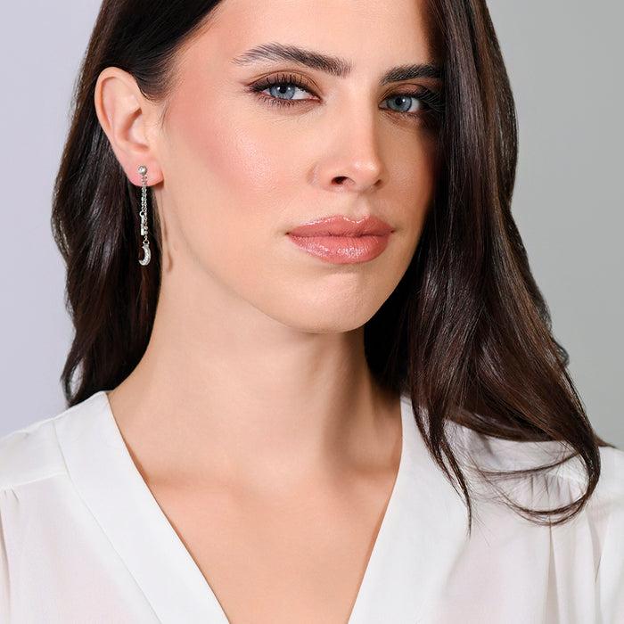 BOUCLES D'OREILLES FEMME EN ACIER LUNE ET ÉTOILE