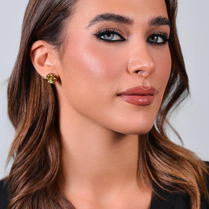 WOMEN'S EARRINGS IN STEEL IP GOLD PINK ROTARY