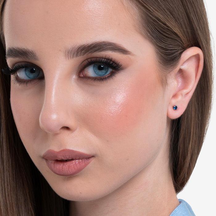 MONO ORECCHINO DONNA IN ACCIAIO CON ZIRCONE BLU