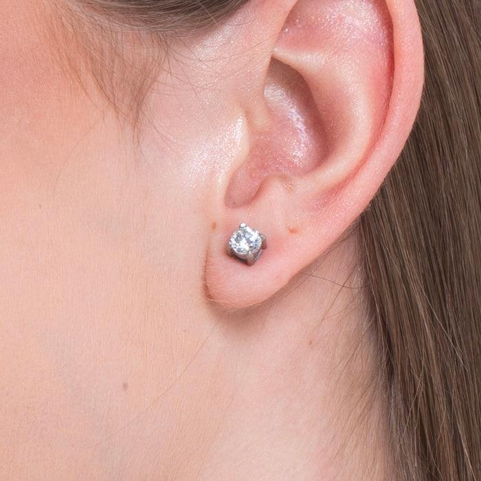 ORECCHINI DONNA IN ACCIAIO  CON CRISTALLO BIANCO