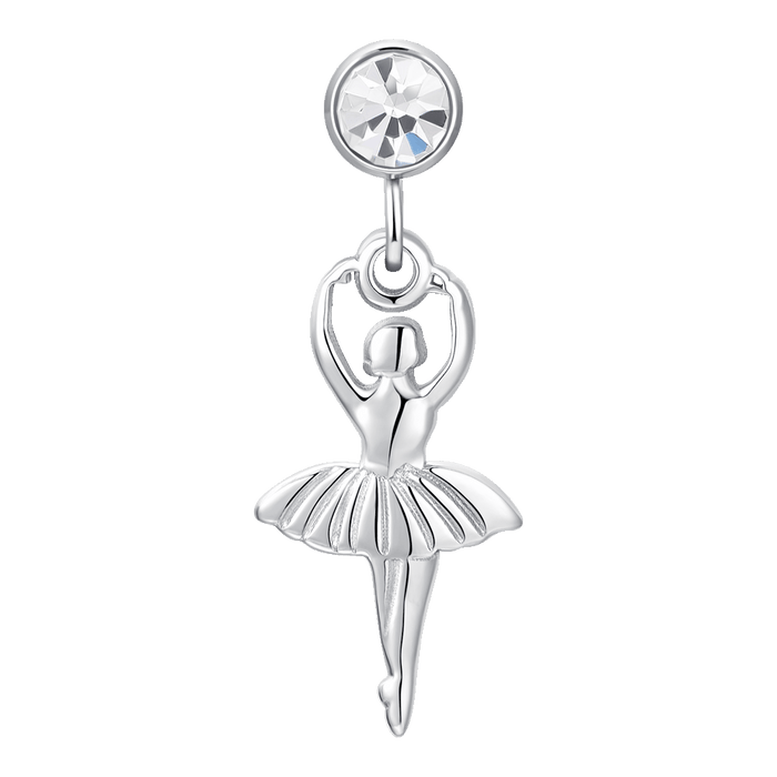 ORECCHINI DONNA IN ACCIAIO CON BALLERINA E ZIRCONE BIANCO